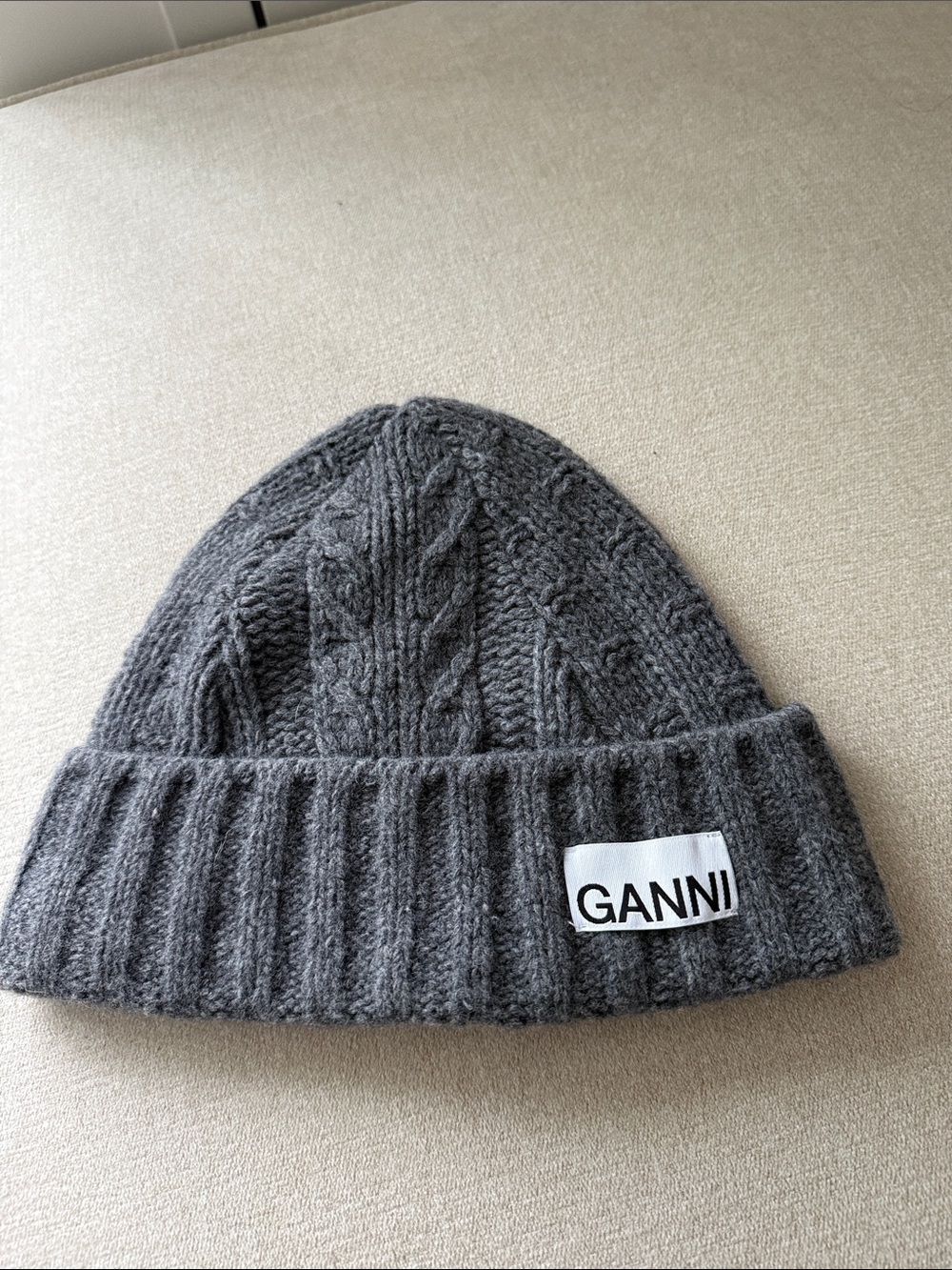 Ganni Fitted Wool Rib Knit Beanie